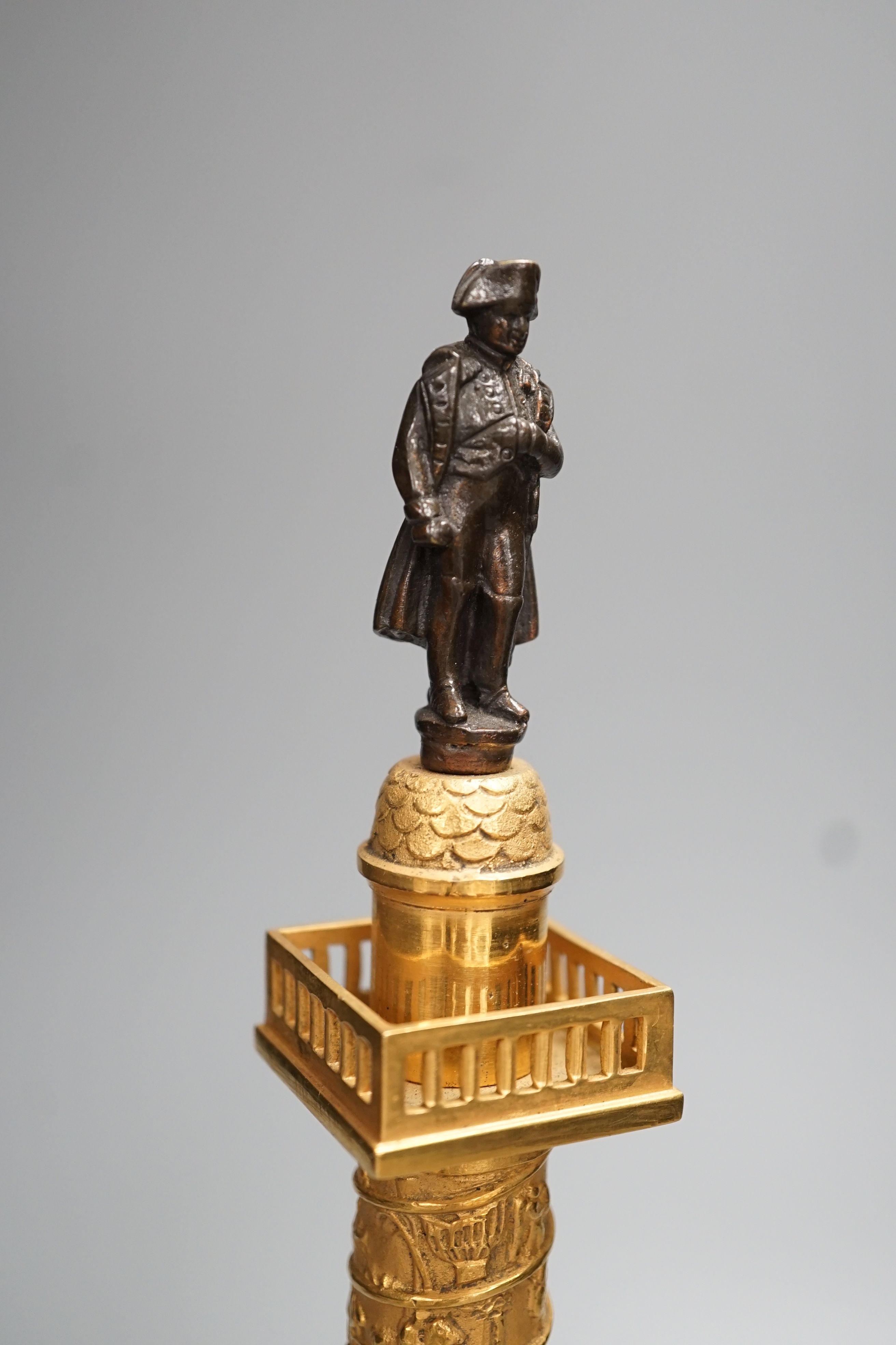 An ormolu and bronze model of Napoleon’s Vendome column, 31.5cm tall